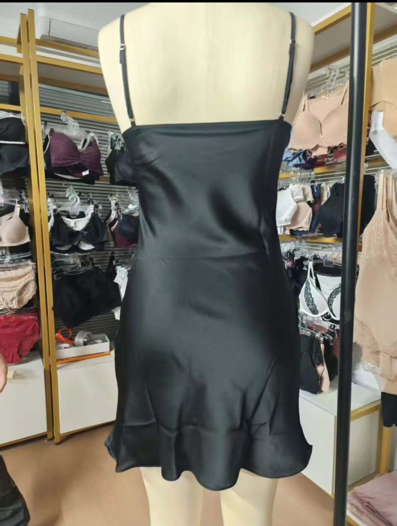 Black and Hot Pink Sensual Bliss Satin Nightgown